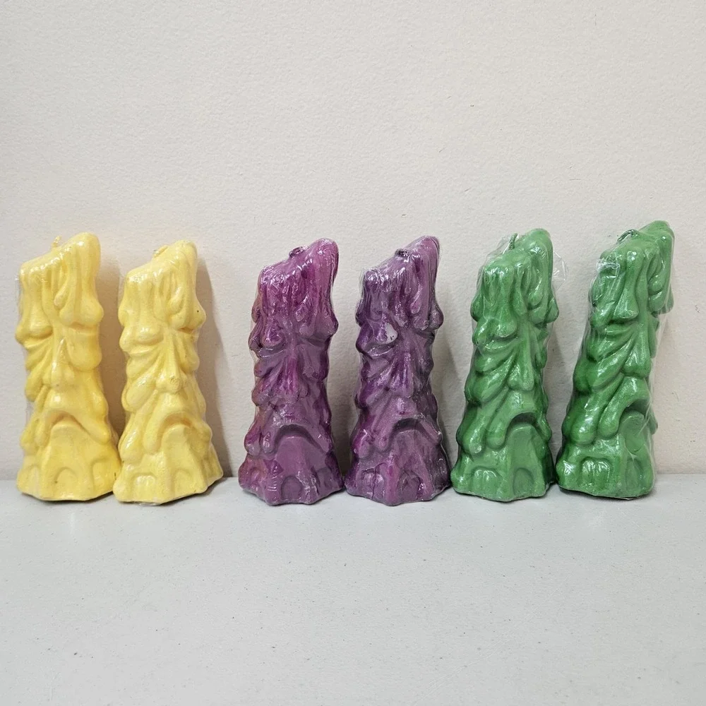 6 Nos‎ 2000 Candle Illusions Melting Face Candles Yellow Purple Green